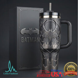 The Dark Knight Batman Gotham City Silhouette Matte Black 40oz Tumbler