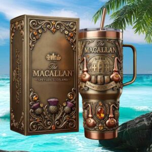 The Macallan Highland Single Malt Whisky 3D Embossed Collector Tumbler with Gift Box