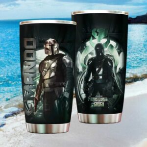 The Mandalorian and Grogu “Mando” Beskar Armor Art Stainless STumblerl Travel Tumbler