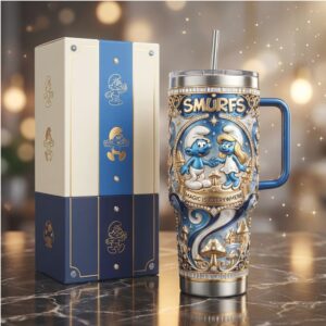 The Smurfs “Magic is Everywhere” Jeweled Blue & Gold 40oz Tumbler