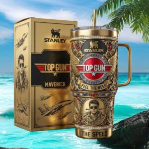 Top Gun Maverick “Feel The Need For Speed” 3D Gold Aviator Tumbler