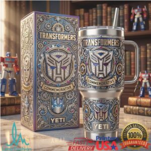 Transformers Optimus Prime Commemorative 40oz Tumbler Wrap, 3D Silver Filigree Design