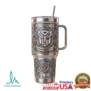 Transformers Optimus Prime Commemorative 40oz Tumbler Wrap, 3D Silver Filigree Design