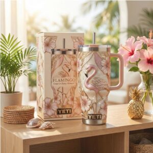Tropical Pink Flamingo Grace in Every Moment Luxury 40oz Floral Tumbler