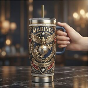 US Marine Corps “Honor Courage Commitment” 40oz Luxury Commemorative Tumbler