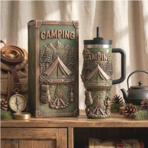 Vintage 3D Camping & Outdoor Adventure Relief 40oz Tumbler