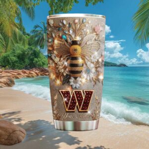 Washington Commanders Personalized Jeweled Bee Floral 20oz Tumbler