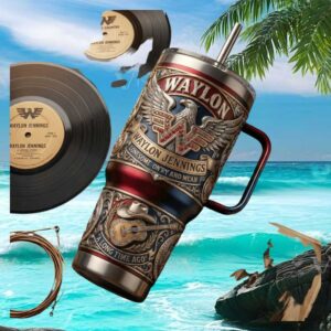 Waylon Jennings Lonesome On'ry and Mean 3D Outlaw Country Tumbler