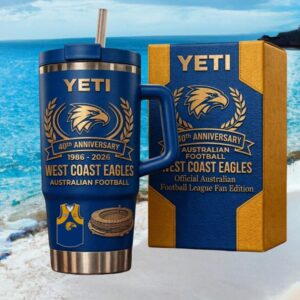 West Coast Eagles 40th Anniversary Australian Football YETI Style Tumbler