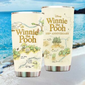 Winnie the Pooh 100th Anniversary 100 Acre Wood Map Tumbler Vintage Sketch Travel Tumbler
