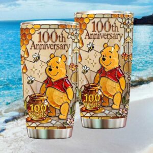 Winnie the Pooh 100th Anniversary Stained Glass Style Tumbler Honey Pot & Bees Collector's Cup