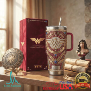 Wonder Woman Amazonian Warrior Gold & Red Ornate 40oz Tumbler