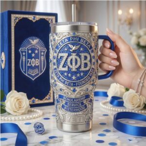 Zeta Phi Beta Sorority Royal Blue & Silver 40oz Custom Tumbler