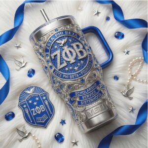 Zeta Phi Beta Sorority Royal Blue & Silver 40oz Custom Tumbler