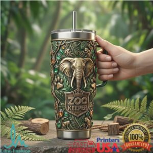 Zoo Keeper Wildlife Elephant & Jungle Canopy 3D Embossed 40oz Tumbler