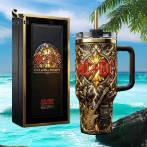 ACDC Rock & Roll Dynasty Stained Glass Embossed 40oz Tumbler