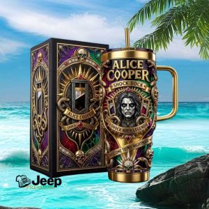 Alice Cooper Shock Rock Legend “Welcome to My Nightmare” 3D Embossed Gold Tumbler