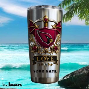 Arizona Cardinals Personalized Love Custom Name 20oz Football Fans Gifts Stainless Steel Insulated Tumbler