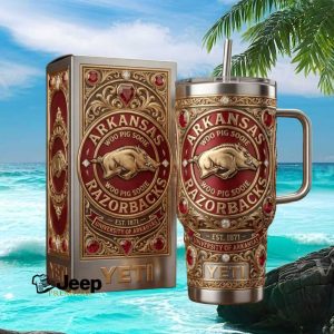 Arkansas Razorbacks Woo Pig Sooie Luxury Filigree 40oz Tumbler Wrap