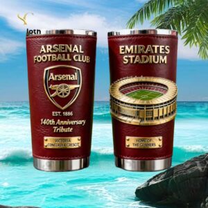 Arsenal Football Club 140th Anniversary Tribute Emirates Stadium Leather Wrap Tumbler