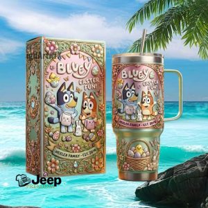 Bluey Easter Fun Heeler Family Personalized 40oz Tumbler with Handle