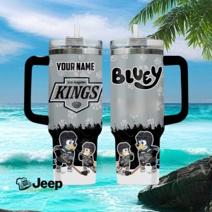 Bluey x LA Kings Hockey Personalized Name Tumbler Wrap Kids & Fan Design