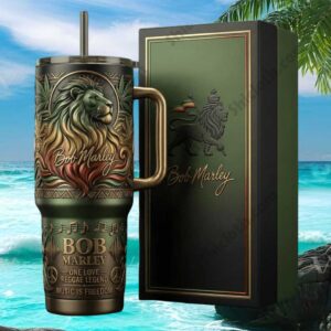 Bob Marley One Love Reggae Legend Lion of Judah 40oz Music Tumbler
