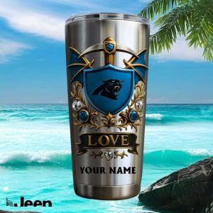 Carolina Panthers Personalized Love Custom Name 20oz Football Fans Gifts Stainless Steel Insulated Tumbler