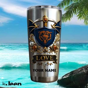 Chicago Bears Personalized Love Custom Name 20oz Football Fans Gifts Stainless Steel Insulated Tumbler