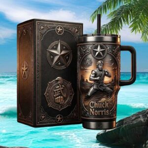 Chuck Norris Martial Arts Legend Action Hero Black & Gold Tumbler