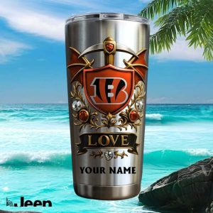 Cincinnati Bengals Football Super Fan Retro Shield Personalized Gift Stainless Steel Insulated Tumbler