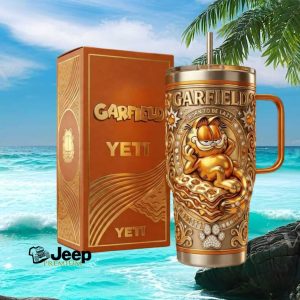 Garfield Born To Be Lazy Gold Edition Yeti Style Insulated Tumbler
