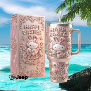 Hello Kitty Happy Easter 3D Embossed Style 40oz Pink Tumbler