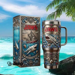 Jaws 50 Years of Terror Anniversary 40oz Tumbler with Handle