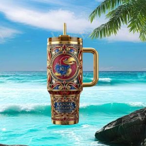 Kansas Jayhawks Rock Chalk NCAA Luxury Filigree 40oz Tumbler with Box