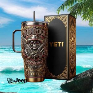 Kid Rock American Badass Detroit Michigan Skull and Pistons Custom Engraved Tumbler