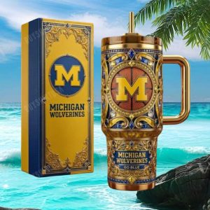 Michigan Wolverines Go Blue NCAA Basketball Luxury 40oz Tumbler