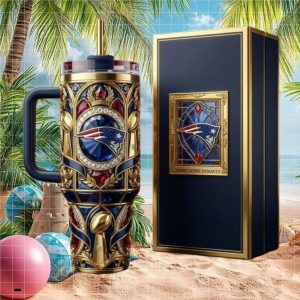 New England Patriots Super Bowl Dynasty Stained Glass Jewel 40oz Tumbler