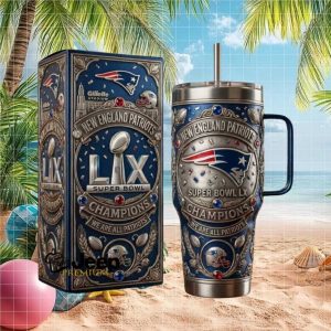 New England Patriots Super Bowl LIX Champions 3D Embossed 40oz Tumbler