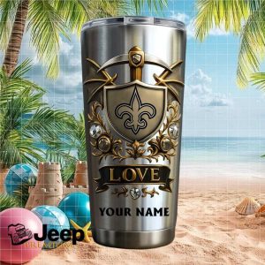 New Orleans Saints Football Super Fan Retro Shield Custom Gift Stainless Steel Insulated Tumbler