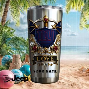 New York Giants Personalized Love Custom Name 20oz Football Fans Gifts Stainless Steel Insulated Tumbler