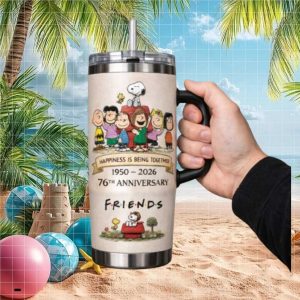 Peanuts Snoopy and Friends 76th Anniversary 1950 2026 Commemorative Tumbler with Handle
