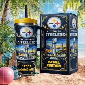Pittsburgh Steelers Steel Curtain Super Bowl 2026 Commemorative 40oz Tumbler