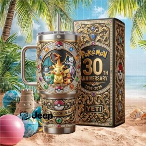 Pokemon 30th Anniversary 1996 2026 Gotta Catch 'Em All Luxury Jeweled 40oz Tumbler
