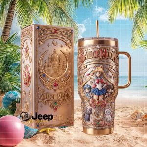 Sailor Moon “Moon Prism Power” 3D Sculpted Rose Gold 40oz Tumbler with Handle