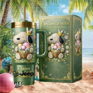 Snoopy Easter Blessings Limited Spring Edition Green Floral Peanuts 40oz Tumbler