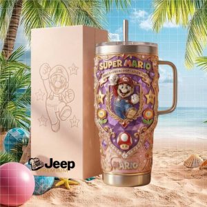 Super Mario Bros Power Friendship Adventure 3D Relief Pink Princess Edition Tumbler