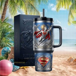 Superman Flight of Steel DC Comics 3D Relief Insulated Tumbler