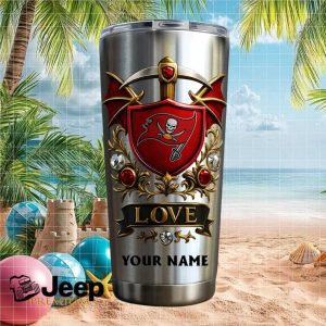 Tampa Bay Buccaneers Football Fan Vintage Shield Personalized Gift Stainless Steel Insulated Tumbler