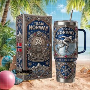 Team Norway Vinter OL Milano Cortina 2026 Speed Skating 40oz Insulated Tumbler